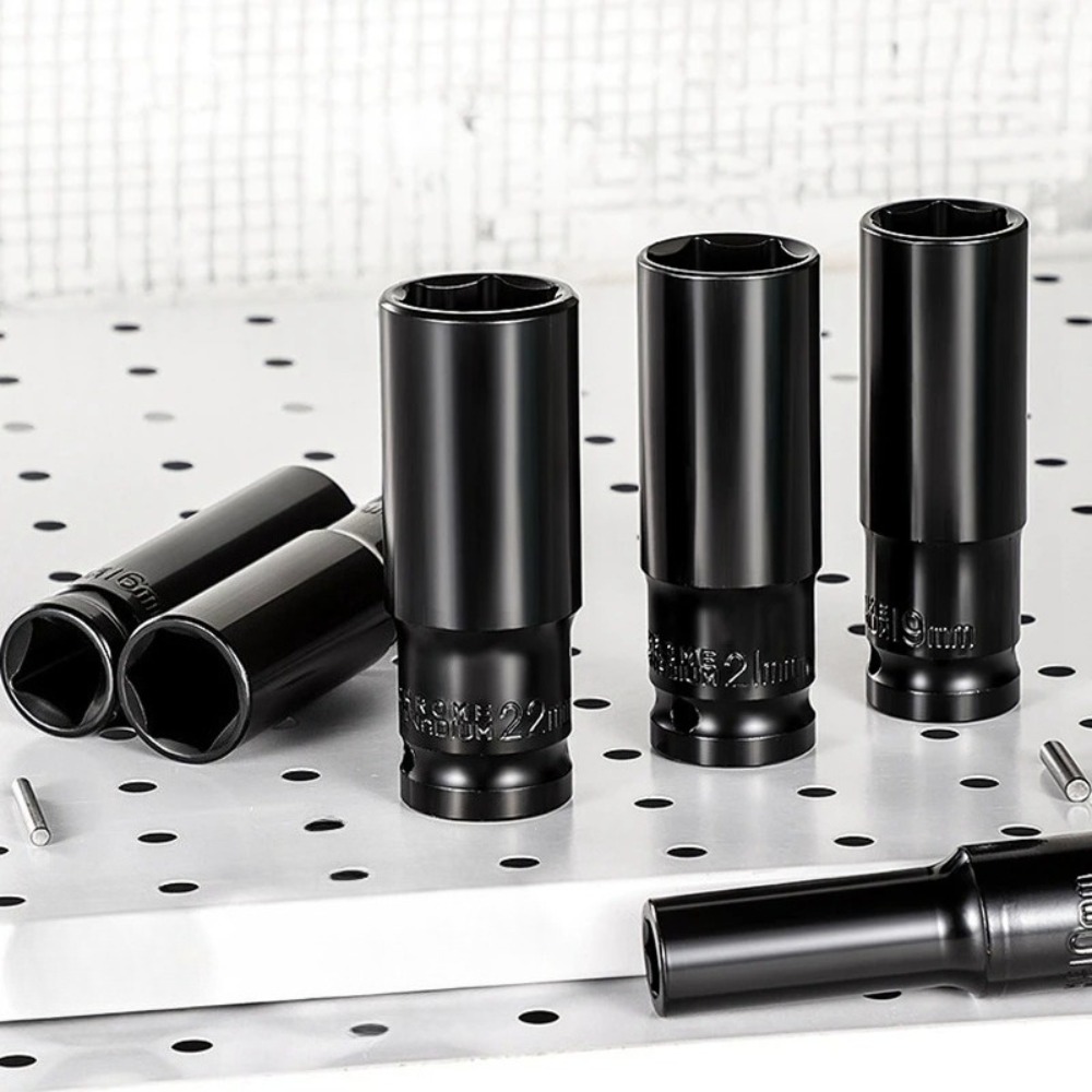Pneumatic Impact Wrench - 1/2インチドライブディープインパクトソケット、メートル規格レンチソケット、ディープインパクトソケット、エアレンチヘッド、タイヤ取り外しツール