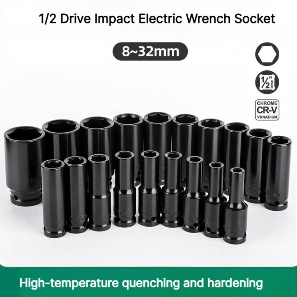Pneumatic Impact Wrench - 1/2インチドライブインパクトロング電動レンチソケットヘッド空気圧式CR-V延長六角ディープソケット8-32MM