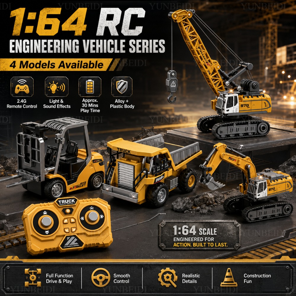 Engine Hoist Crane - リモコンミニ合金車 1:64 フォークリフト クレーン 掘削機 デスクトップゲーム