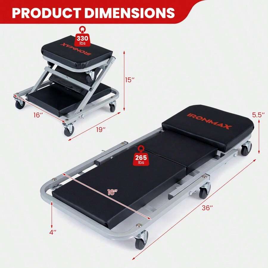36インチ 2in1 メカニッククリーパー＆Zシート、6つの - Auto Repair Shop Design のレビューと価格