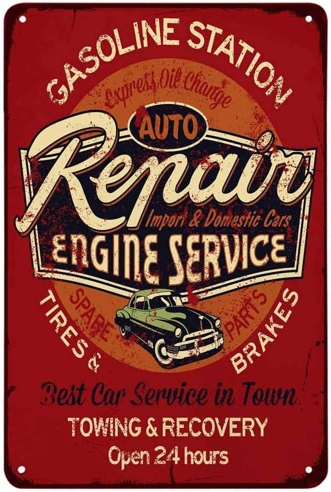 自動車修理エンジンサービスのブリキ看板、ガソリンスタンドのタ - Auto Repair Shop Open のレビューと価格
