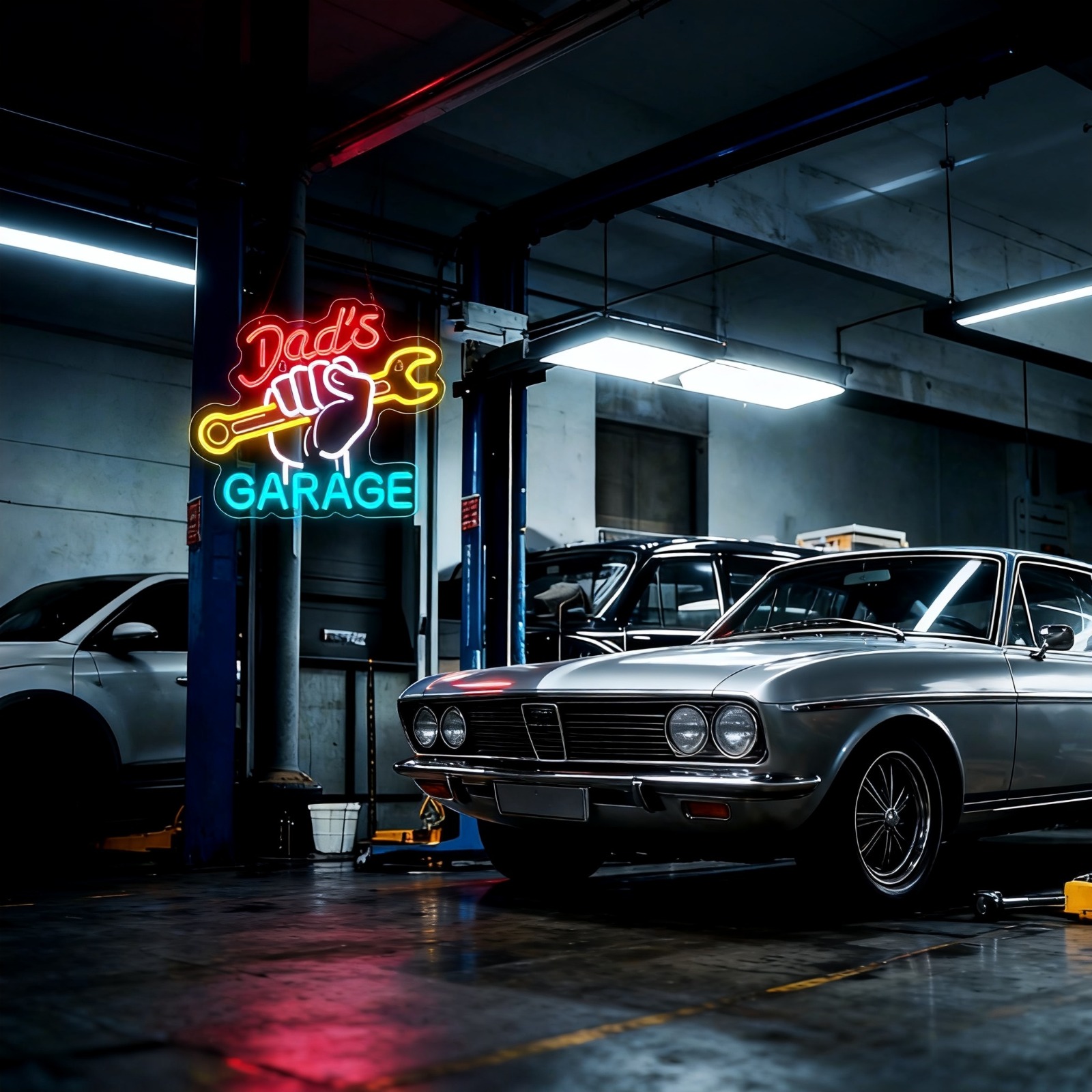 お父さんのガレージネオンサインLEDウォールデコレーションネ - Auto Repair Shop Open のレビューと価格